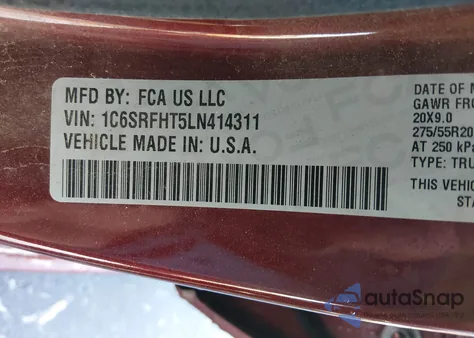 2020 Ram 1500 Limited 4X4 5'7 Box from USA, damaged, VIN 1C6SRFHT5LN414311